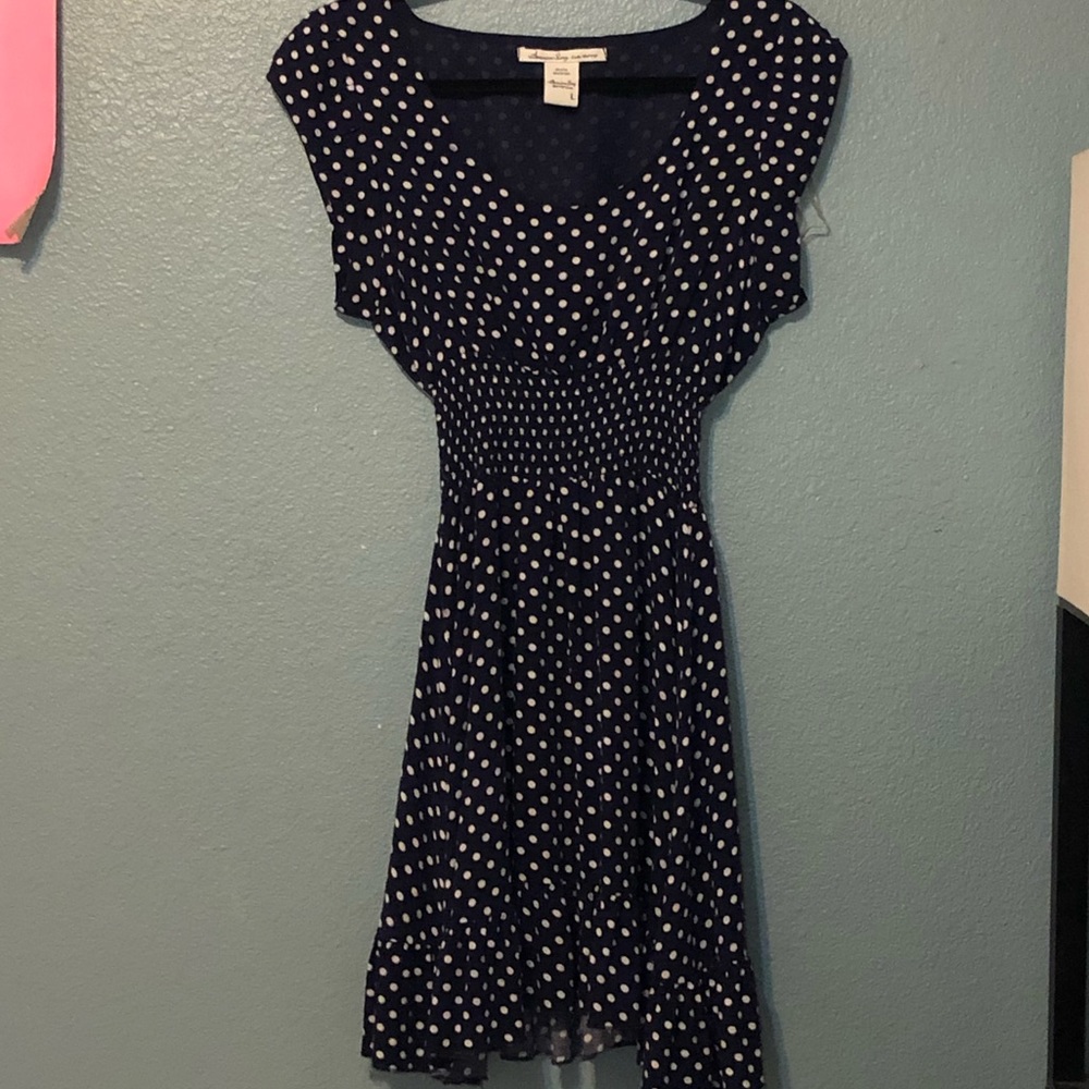 Blue and White Polka Dot Dress